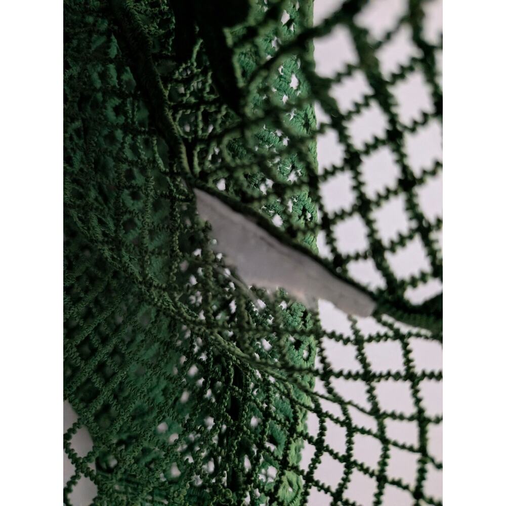 Farm Rio Green Landscape Guipure Lace Button Up Shirt Blouse Size XL EUC No Slip - Picture 6 of 6